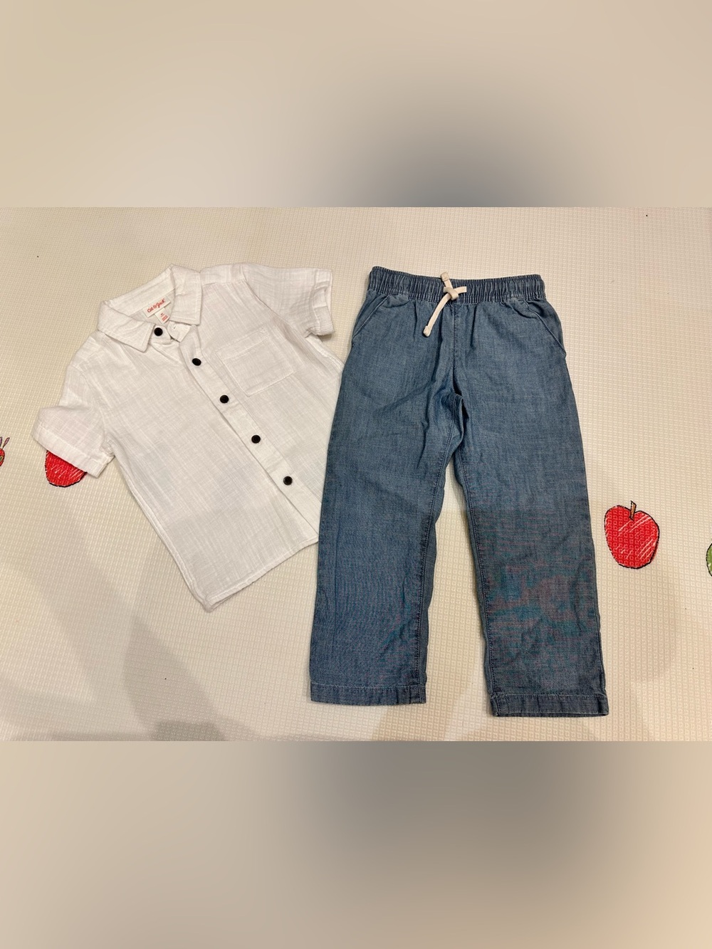 Children's White Cat & Jack Cotton Button Shirt & Blue Joe Fresh Pull-On Pants